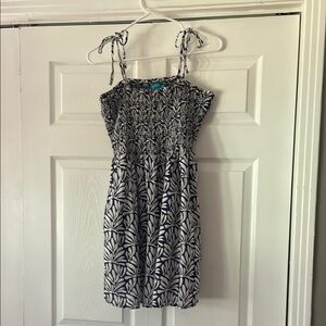 Navy and White Floral Print Swim Cover